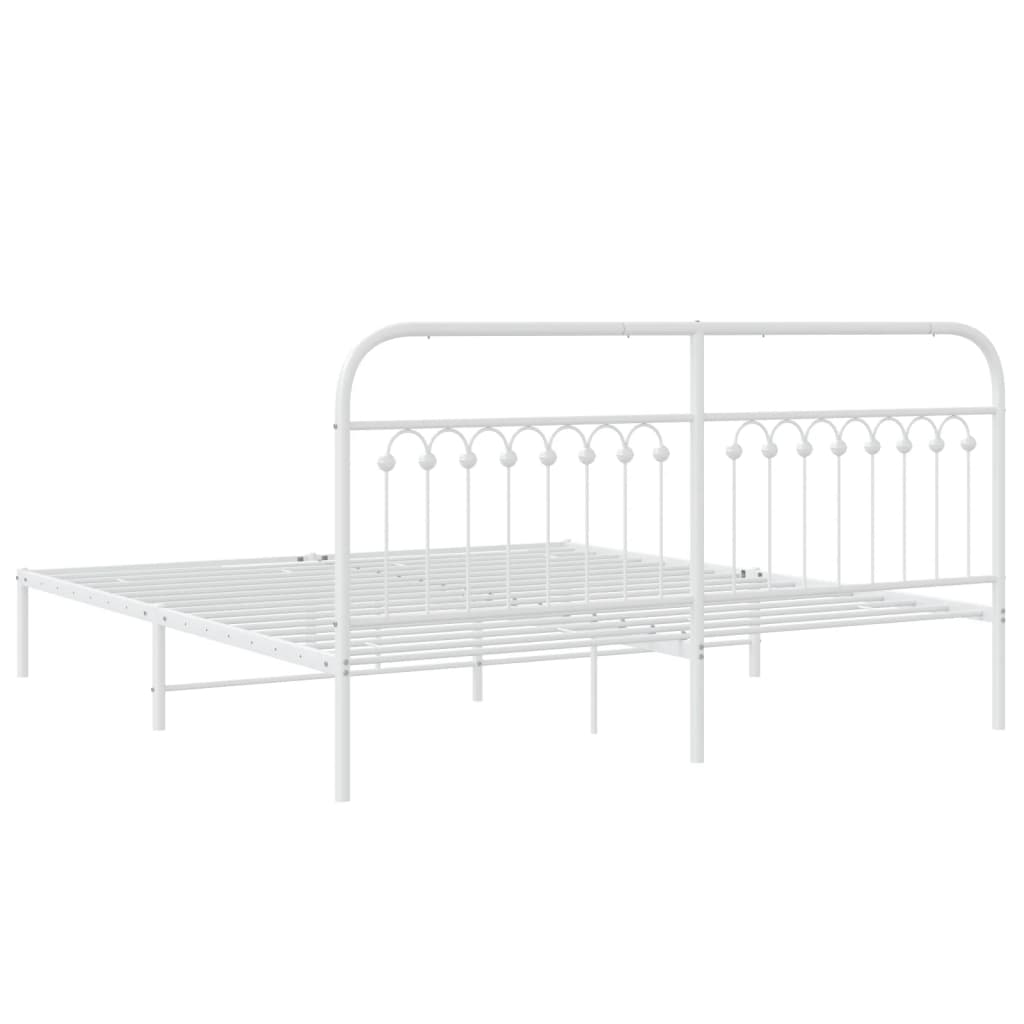Giroletto con Testiera Metallo Bianco 183x213 cm | homemem39