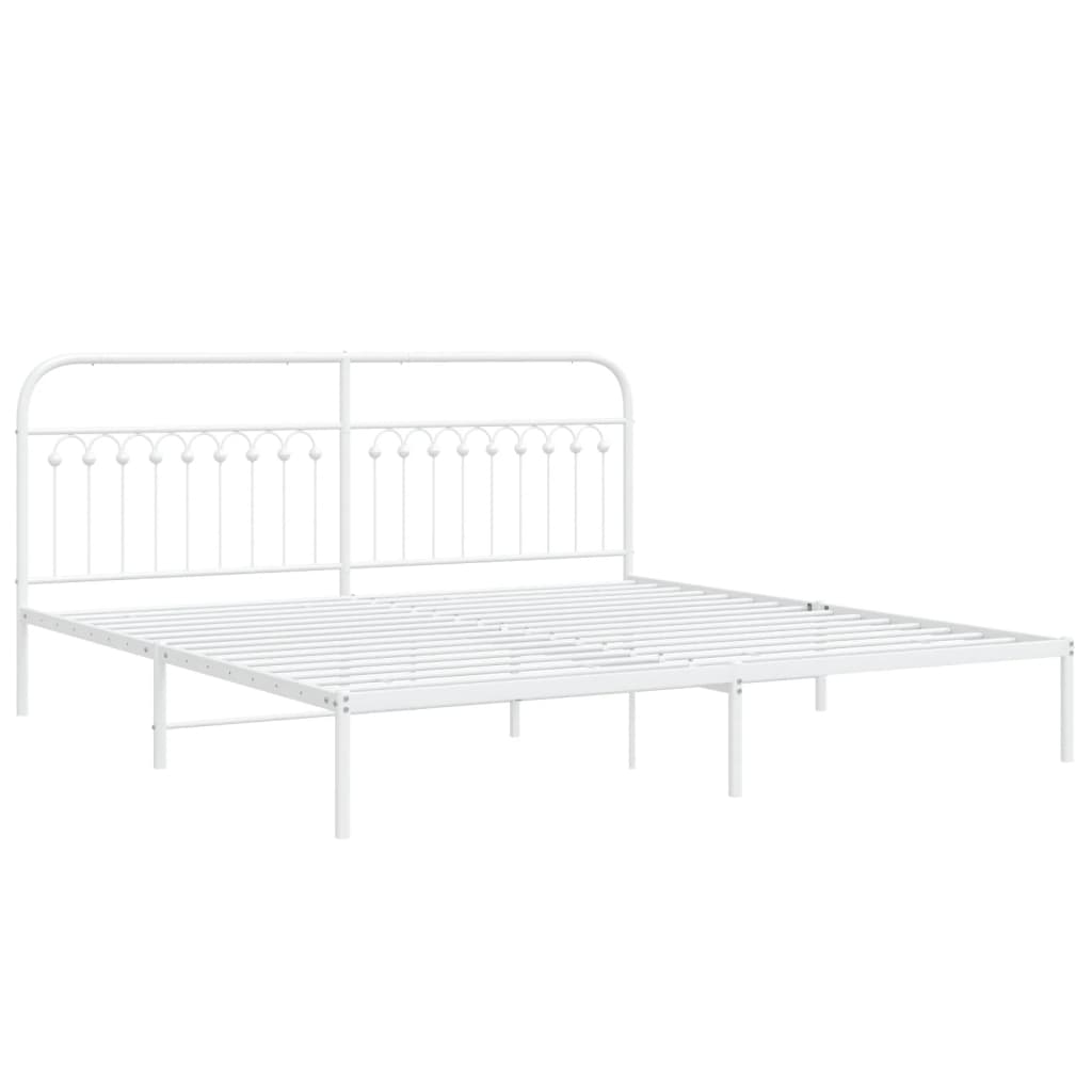 Bed frame with white metal headboard 193x203 cm