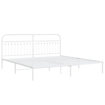 Bed frame with white metal headboard 193x203 cm