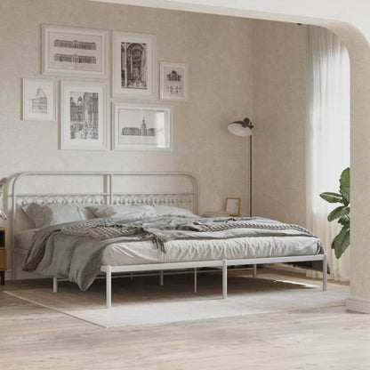 Bed frame with white metal headboard 193x203 cm