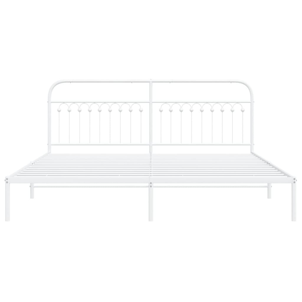 Bed frame with white metal headboard 193x203 cm