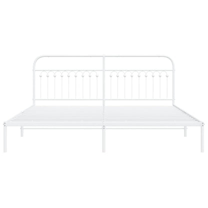 Bed frame with white metal headboard 193x203 cm