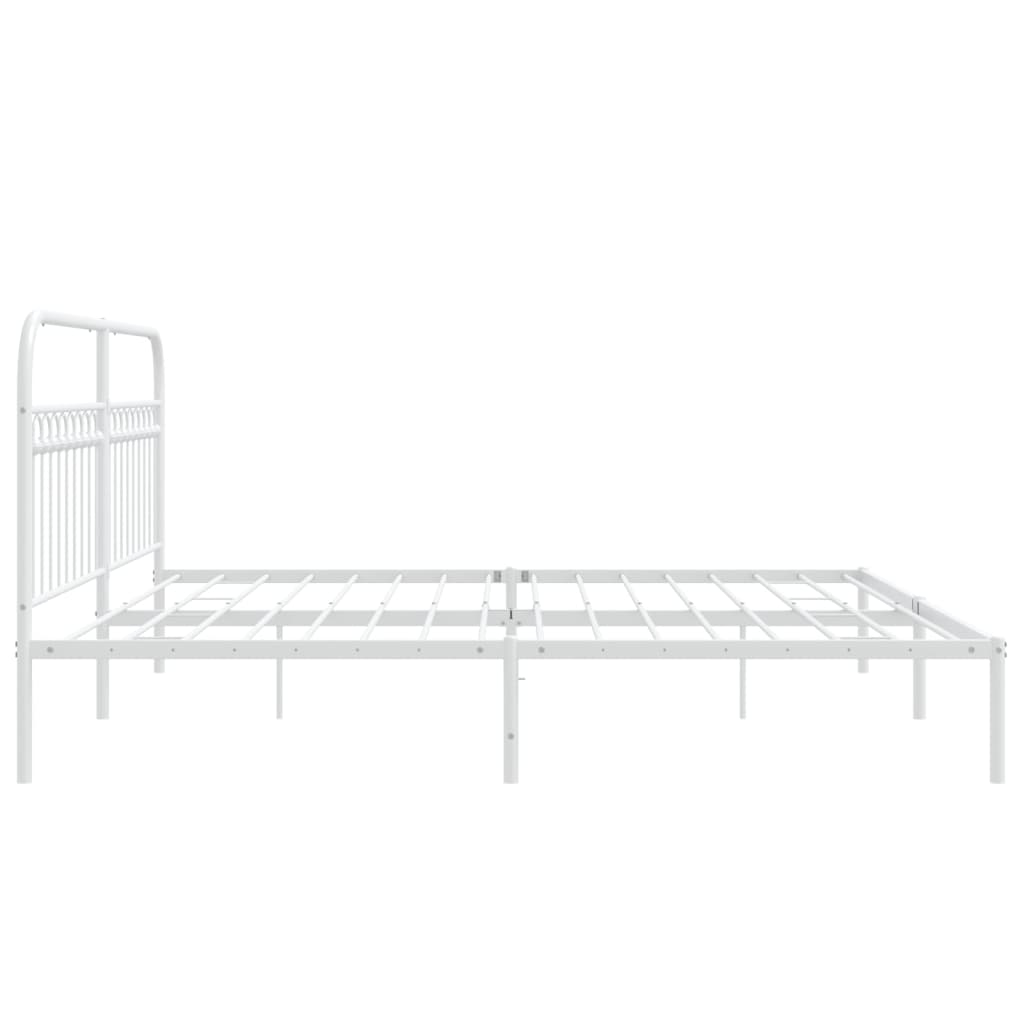 Bed frame with white metal headboard 193x203 cm