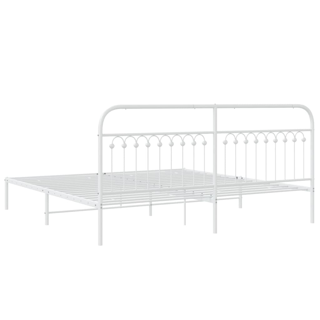 Bed frame with white metal headboard 193x203 cm