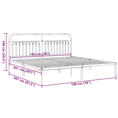 Bed frame with white metal headboard 193x203 cm