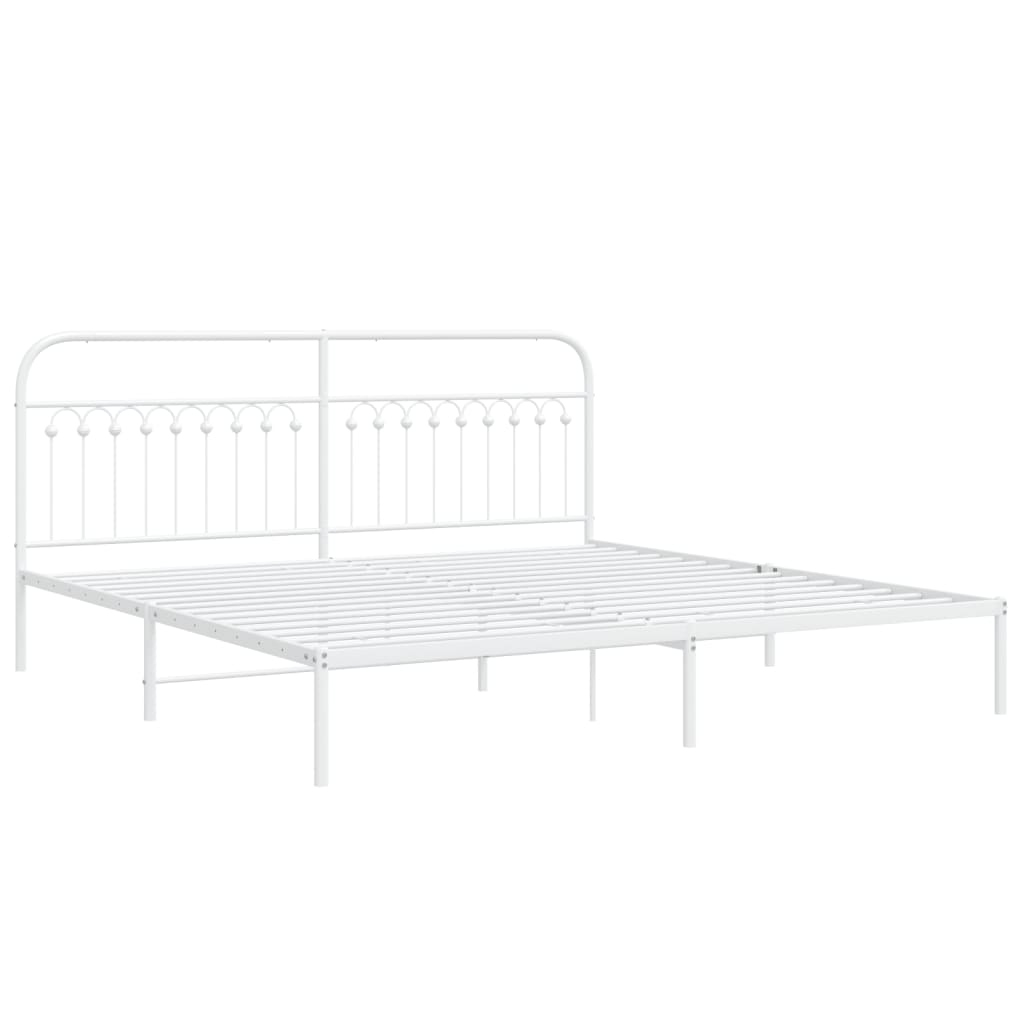 Bed frame with white metal headboard 200x200 cm