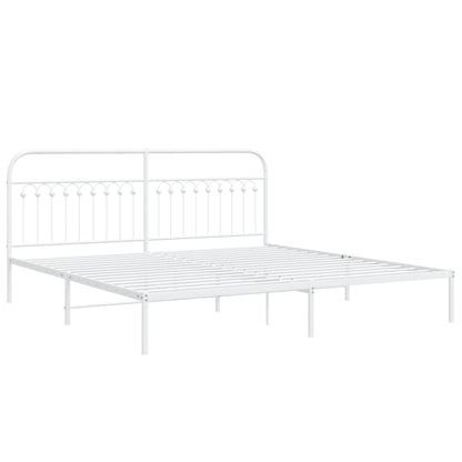 Bed frame with white metal headboard 200x200 cm