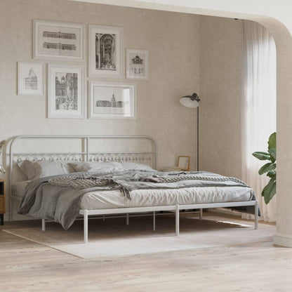 Bed frame with white metal headboard 200x200 cm