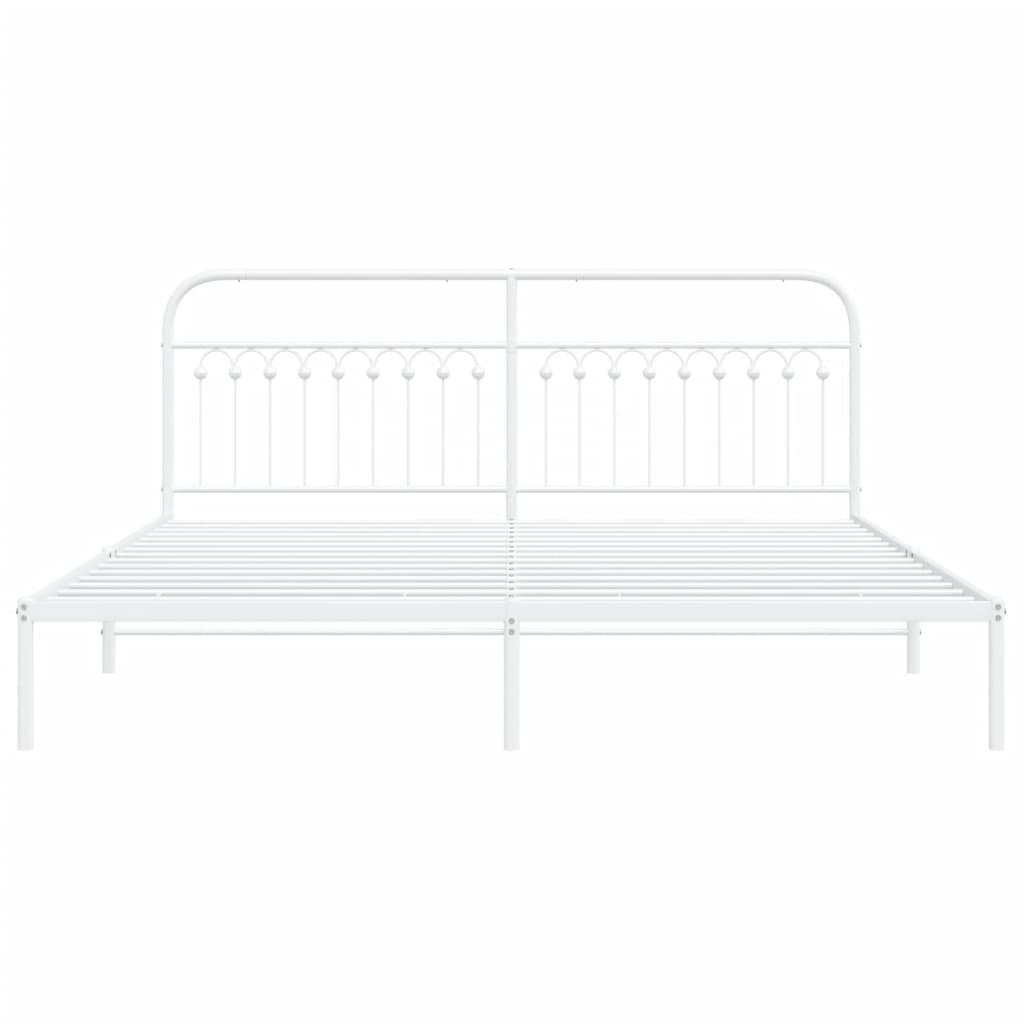 Bed frame with white metal headboard 200x200 cm