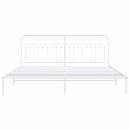 Bed frame with white metal headboard 200x200 cm