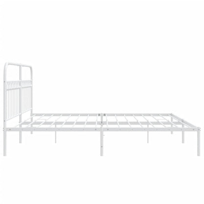 Bed frame with white metal headboard 200x200 cm