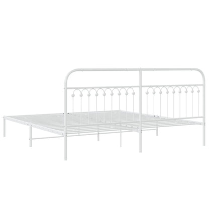 Bed frame with white metal headboard 200x200 cm