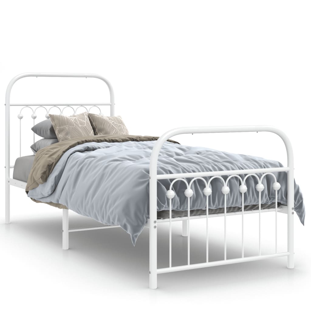 Giroletto con Testiera e Pediera Metallo Bianco 75x190 cm | homemem39