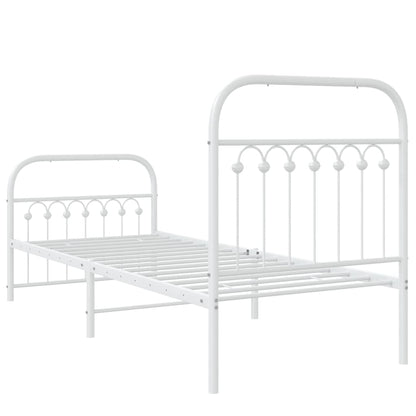 Giroletto con Testiera e Pediera Metallo Bianco 75x190 cm | homemem39