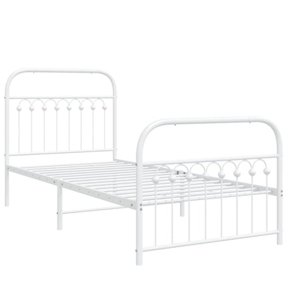 Bed frame with headboard and footboard in white metal 90x190 cm