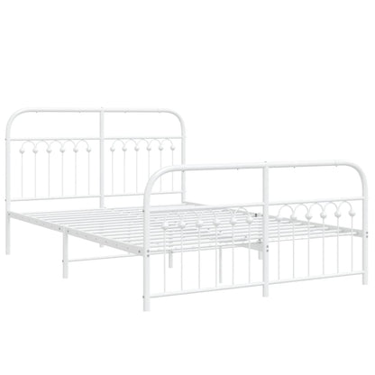 Bed frame with headboard and footboard in white metal 140x190 cm