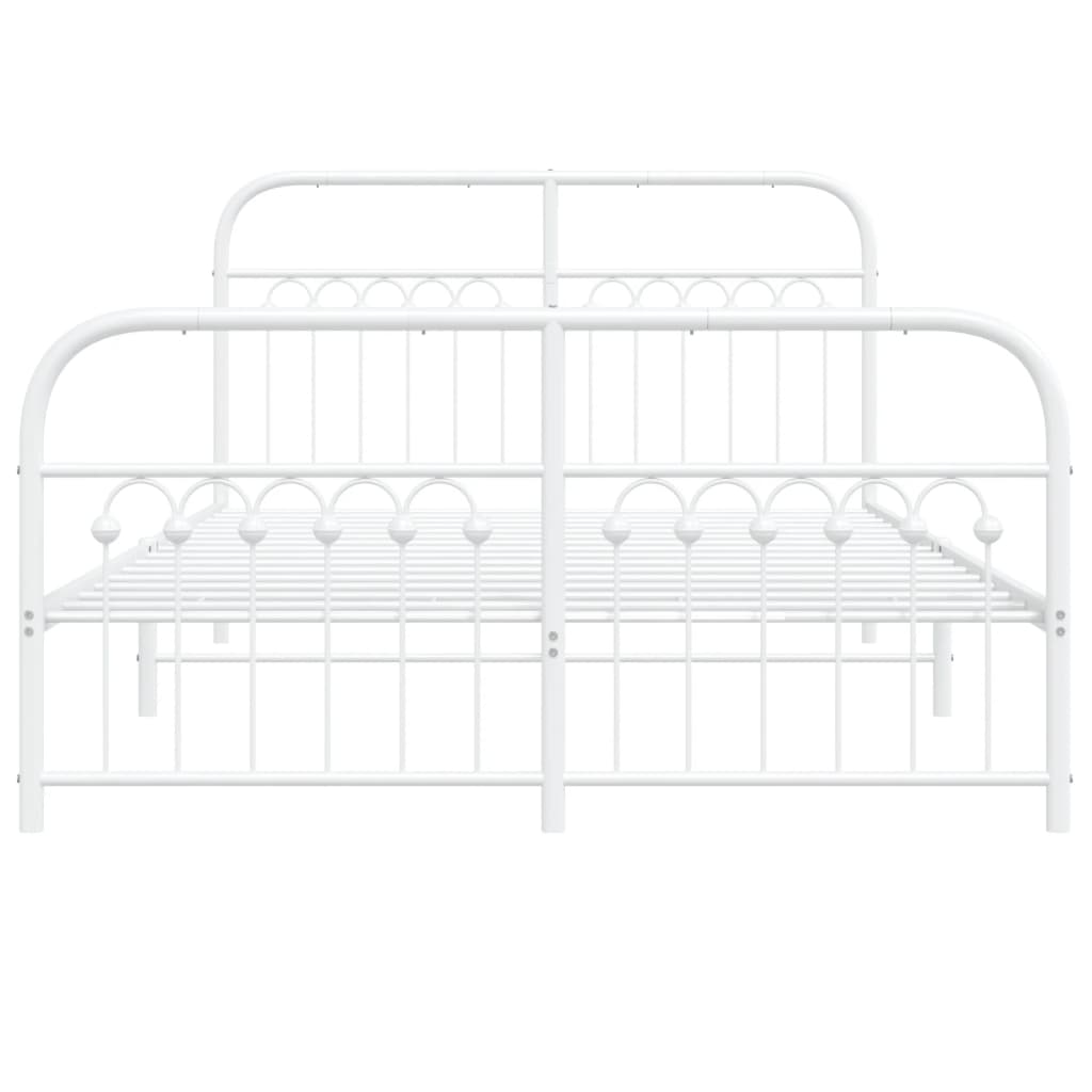 Bed frame with headboard and footboard in white metal 140x190 cm