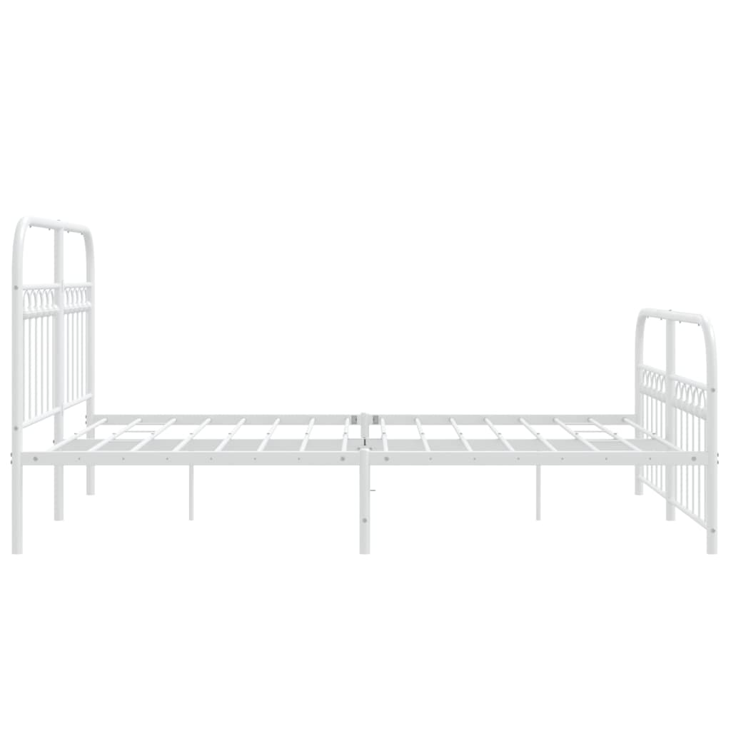 Bed frame with headboard and footboard in white metal 140x190 cm