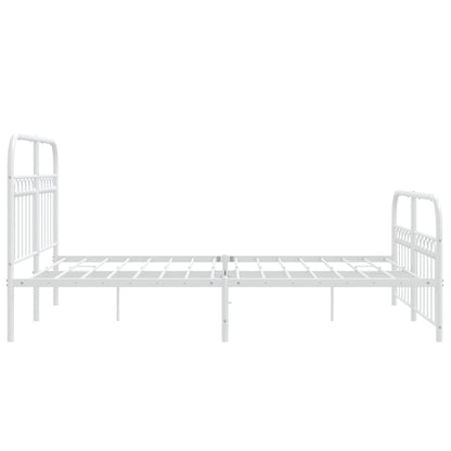 Bed frame with headboard and footboard in white metal 140x190 cm