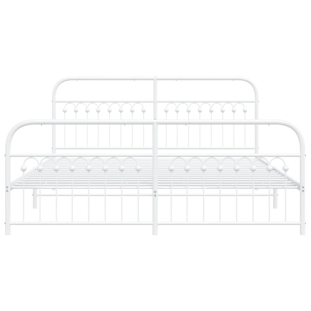 Bed frame with headboard and footboard in white metal 183x213 cm