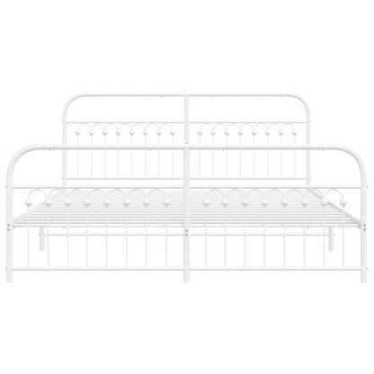 Bed frame with headboard and footboard in white metal 183x213 cm