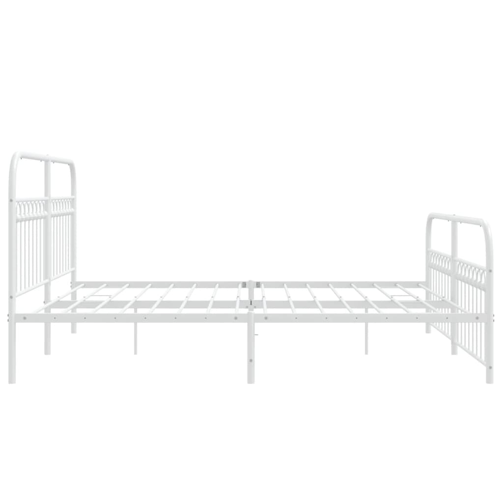 Bed frame with headboard and footboard in white metal 183x213 cm