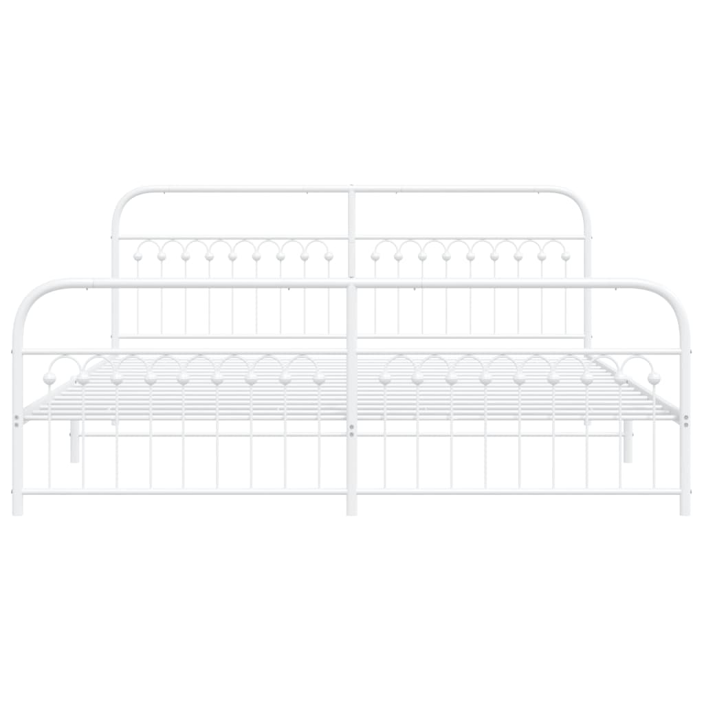 Bed frame with headboard and footboard in white metal 200x200 cm