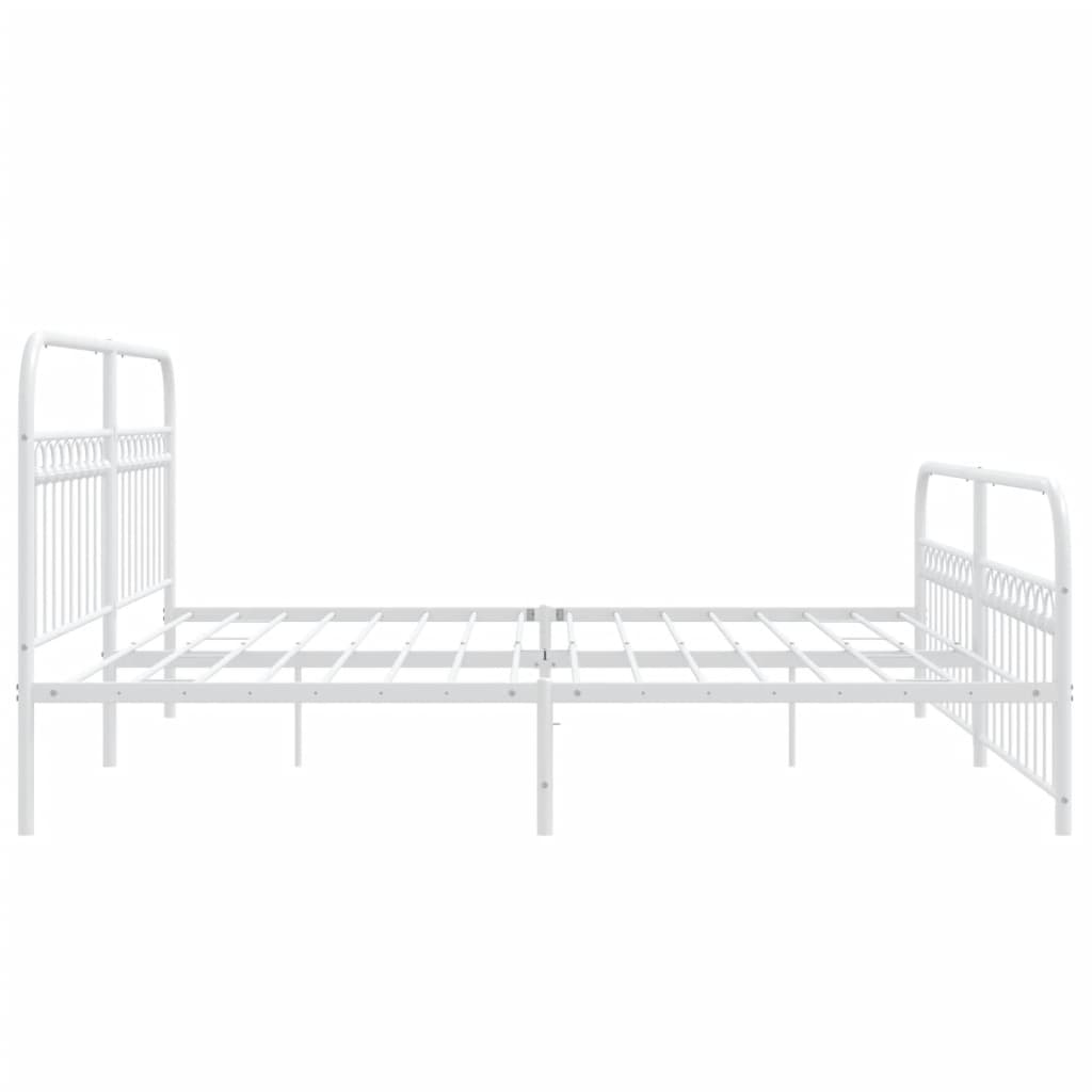 Bed frame with headboard and footboard in white metal 200x200 cm