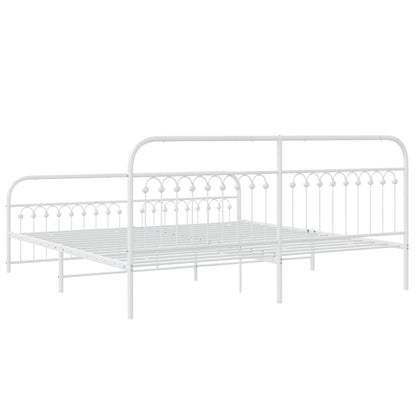 Bed frame with headboard and footboard in white metal 200x200 cm