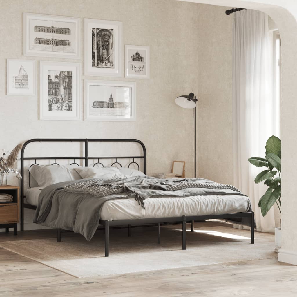 Giroletto con Testiera in Metallo Nero 140x190 cm | homemem39