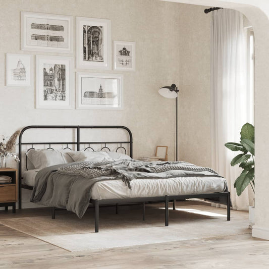 Giroletto con Testiera in Metallo Nero 140x190 cm | homemem39