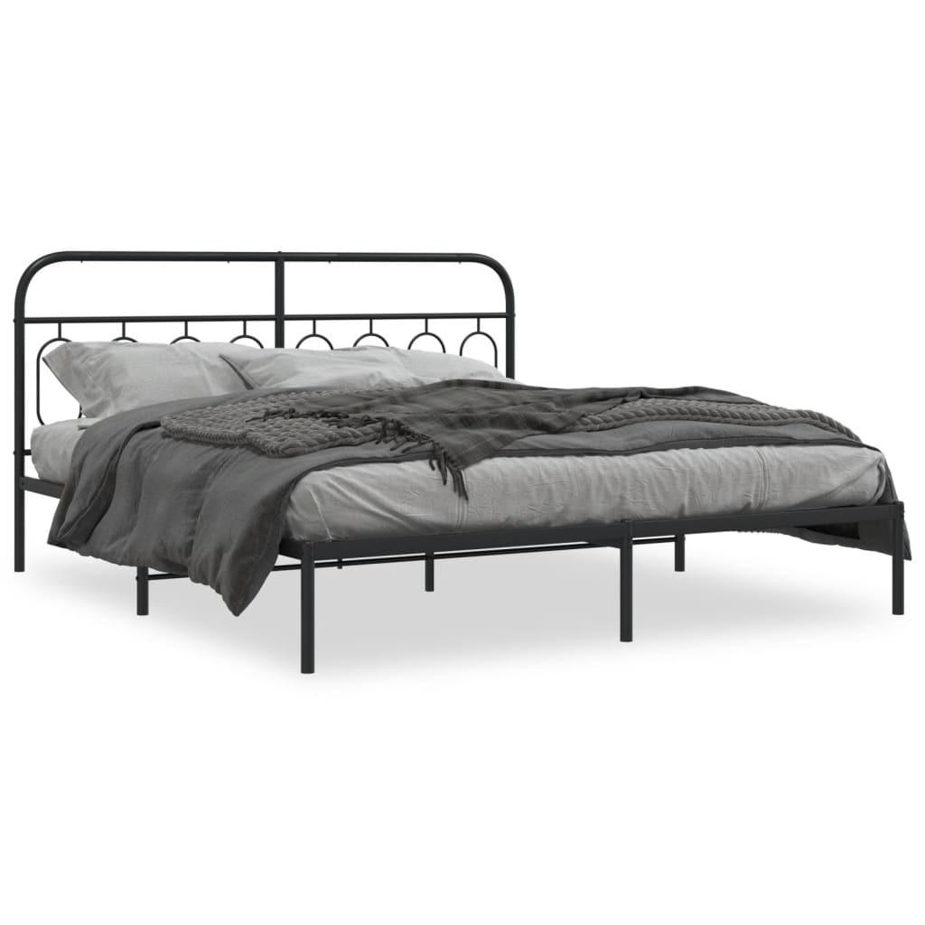 Giroletto con Testiera in Metallo Nero 183x213 cm | homemem39