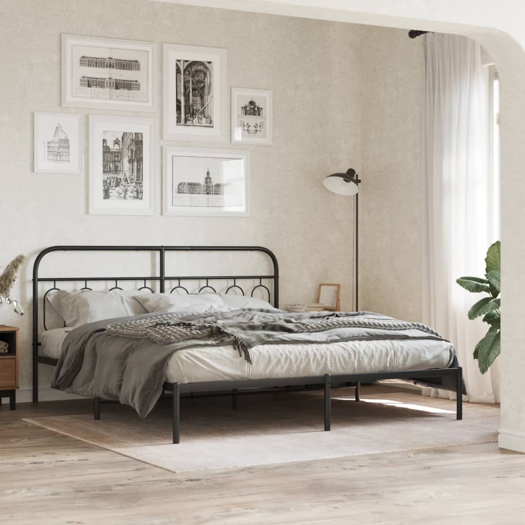 Giroletto con Testiera in Metallo Nero 183x213 cm | homemem39