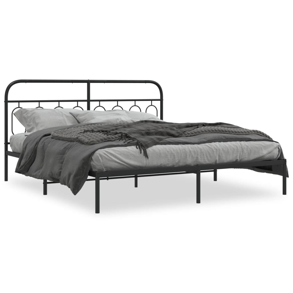 Giroletto con Testiera in Metallo Nero 193x203 cm | homemem39