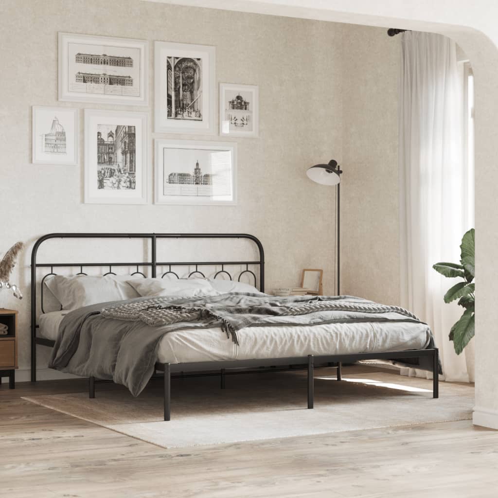 Giroletto con Testiera in Metallo Nero 193x203 cm | homemem39