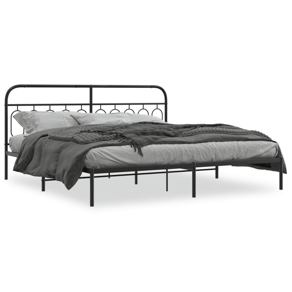 Giroletto con Testiera in Metallo Nero 200x200 cm | homemem39