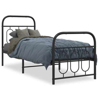 Giroletto con Testiera e Pediera Metallo Nero 75x190 cm | homemem39