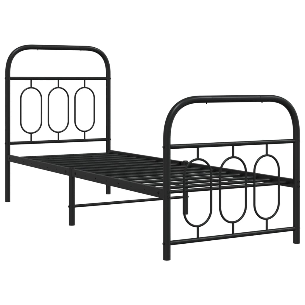 Giroletto con Testiera e Pediera Metallo Nero 75x190 cm | homemem39