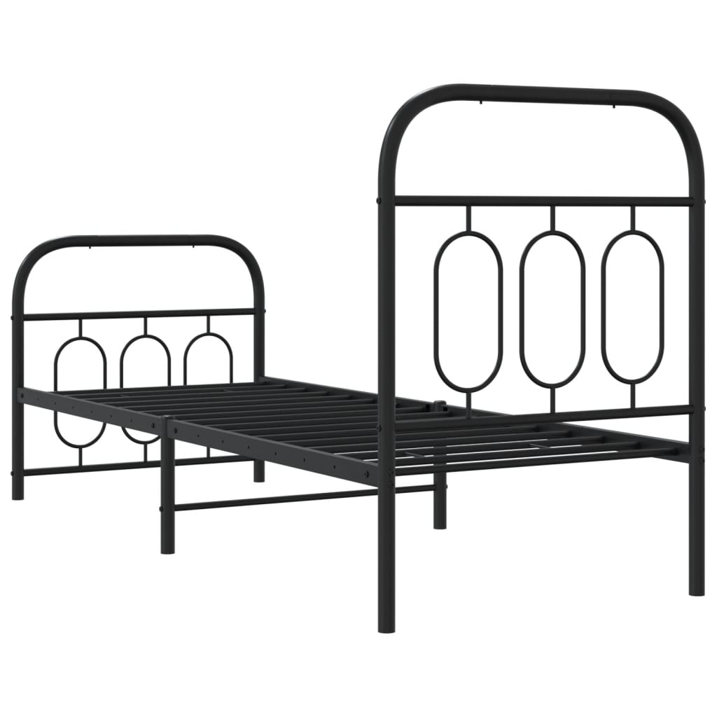 Giroletto con Testiera e Pediera Metallo Nero 75x190 cm | homemem39