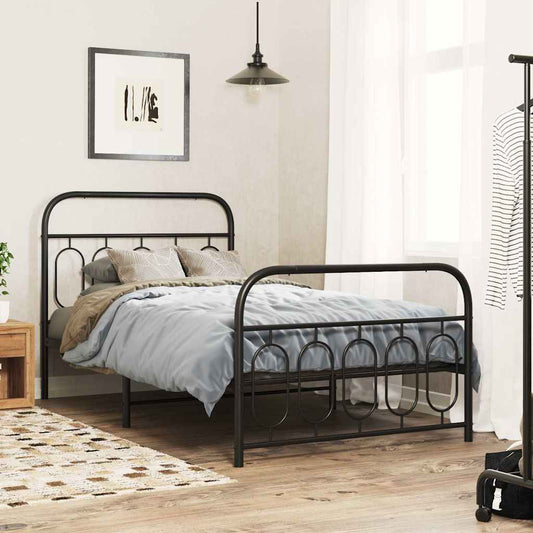 Giroletto con Testiera e Pediera Metallo Nero 100x190 cm | homemem39