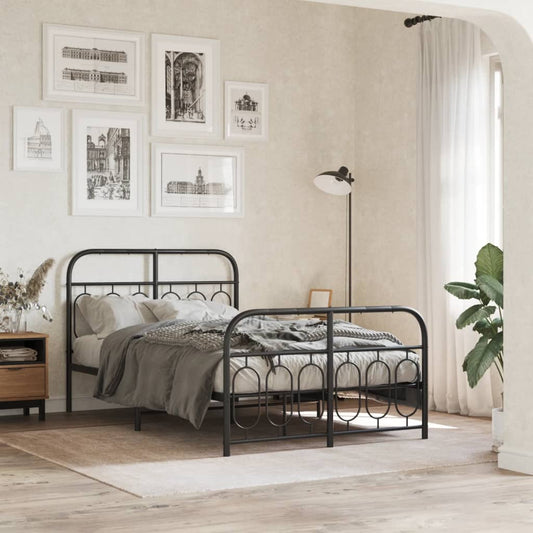 Giroletto con Testiera e Pediera Metallo Nero 120x190 cm | homemem39
