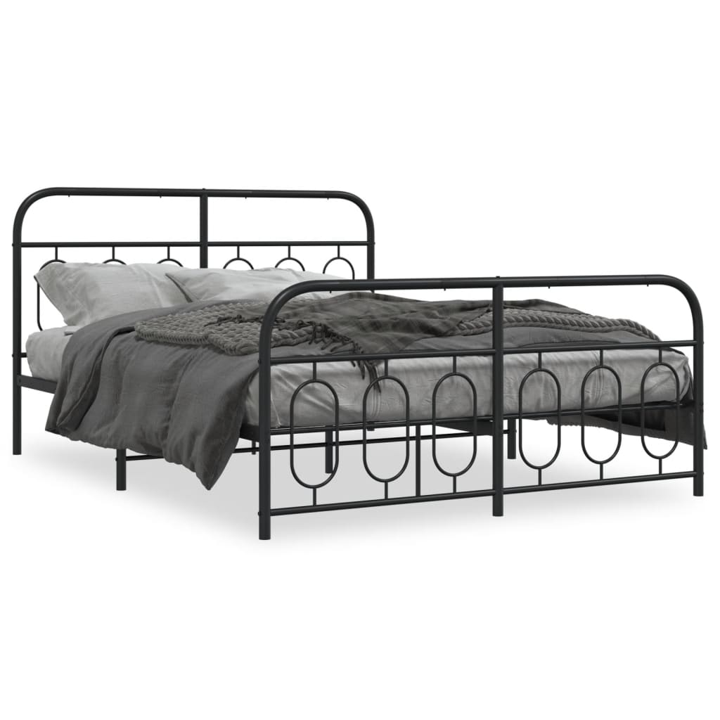 Giroletto con Testiera e Pediera Metallo Nero 135x190 cm | homemem39