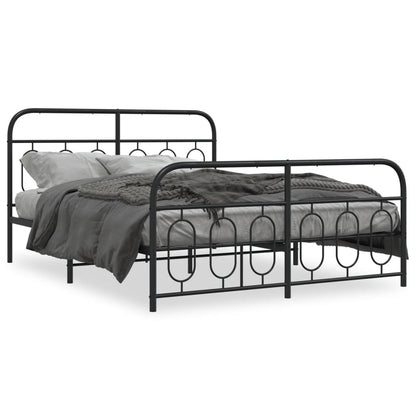 Giroletto con Testiera e Pediera Metallo Nero 135x190 cm | homemem39