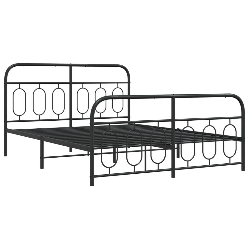Giroletto con Testiera e Pediera Metallo Nero 135x190 cm | homemem39