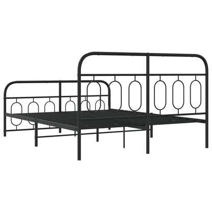 Giroletto con Testiera e Pediera Metallo Nero 135x190 cm | homemem39