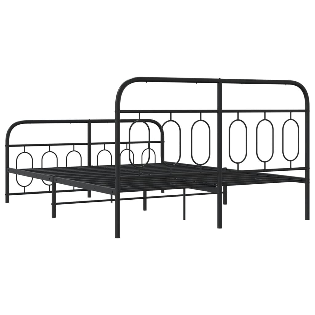 Giroletto con Testiera e Pediera Metallo Nero 140x190 cm | homemem39