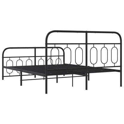 Giroletto con Testiera e Pediera Metallo Nero 140x190 cm | homemem39