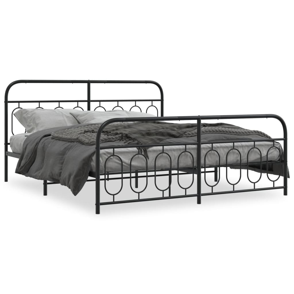 Giroletto con Testiera e Pediera Metallo Nero 183x213 cm | homemem39