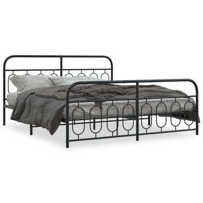 Giroletto con Testiera e Pediera Metallo Nero 183x213 cm | homemem39
