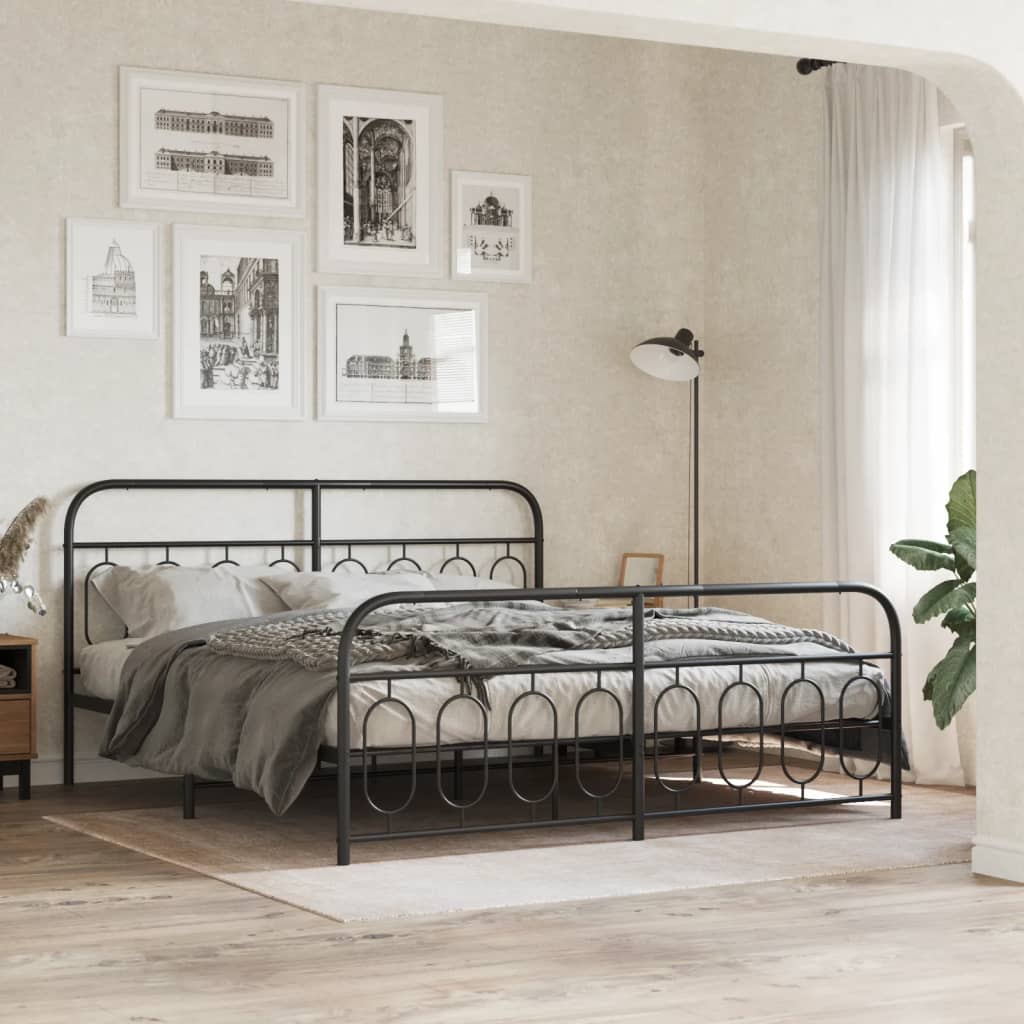 Giroletto con Testiera e Pediera Metallo Nero 183x213 cm | homemem39